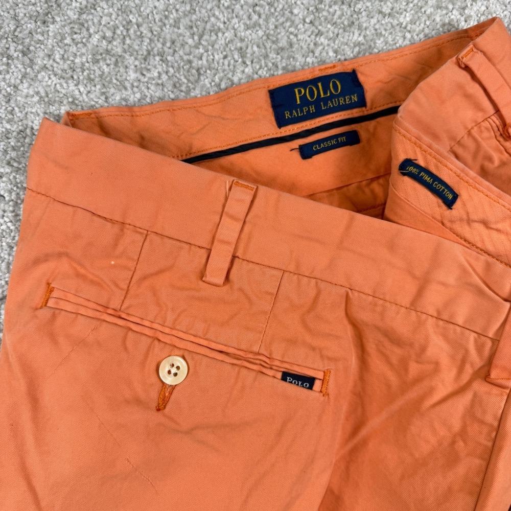 Polo Ralph Lauren Chino Shorts Mens 42 Orange Classic Fit 100% Pima Cotton
